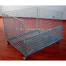 Folding Warehouse Logistic Trolley Roll Wire Mesh Storage Container